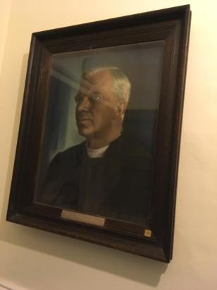 This Portrait is displayed at Chichester City Council in North Street. The Plaque reads: DR GEORGE KENNEDY ALLEN BELL ~ Bishop of Chichester 1929-1958 ~ Honorary Freeman of the City. This portrait by ERIC KENNINGTON was presented to the City by the Bishop on the occasion of his retirement on 31st January 1958
